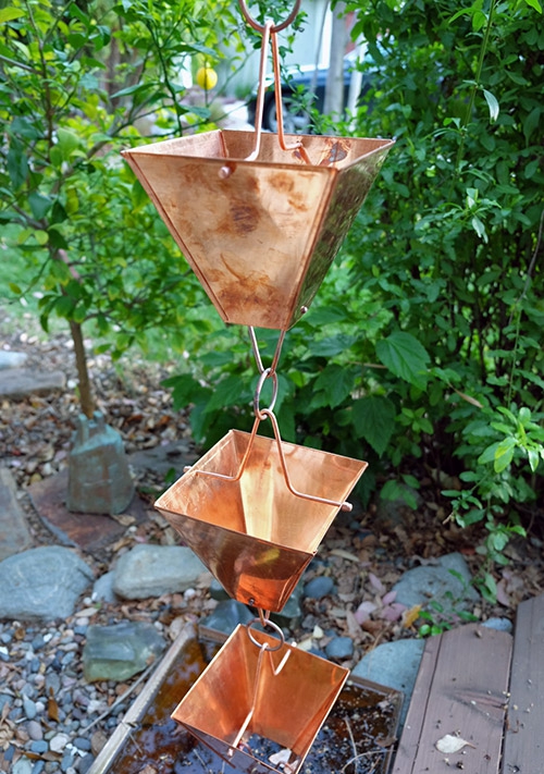 XL Square Cups - Copper - Rain Chain Canada